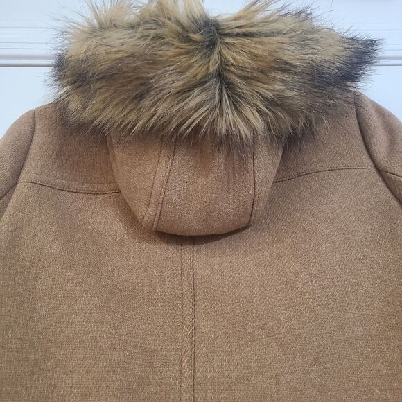 J Crew Stadium Cloth Nello Gori Wool Coat Jacket Fur Hood Size 6 Outerwear - Picture 12 of 14